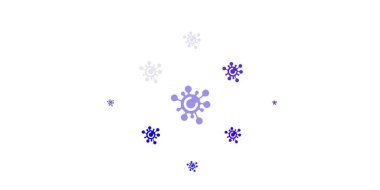 Virüs sembollü açık mor vektör arkaplanı. Değişik tıbbi şekillere sahip renkli soyut çizimler. Tehlike ateşine karşı basit çizim.