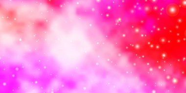 Açık Kırmızı, küçük ve büyük yıldızlı sarı vektör arkaplanı.