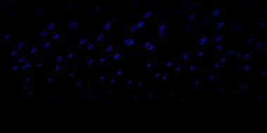 Üzerinde kadın güç sembolleri olan koyu mavi vektör fon. Modern stilde eğilim gösteren renkli feminizm sembolleri. Uluslararası Kadınlar Günü için Tasarım