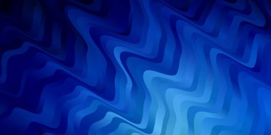Bükülmüş çizgileri olan koyu mavi vektör arkaplan. Eğri çizgileri olan renkli çizimler. Reklamlar ve reklamlar için desen.