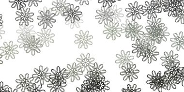 Açık gri vektör karalama desenli çiçekler. Origami tarzı çiçeklerle soyut illüstrasyon. Kadınlar için gündüz terfisi.