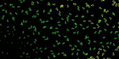 Koyu yeşil, gizli sembollü sarı vektör arkaplan. Gotik eğilimli soyut illüstrasyon. Sihir için dizayn, ruhsal olaylar.