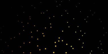 Koyu yeşil, parlak yıldızlı sarı vektör düzeni. Soyut şablondaki yıldızlarla dekoratif illüstrasyon. Yeni yıl ilanı, broşürler için desen.