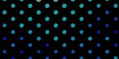 Covid-19 sembollü koyu mavi vektör arkaplan. Dekoratif tarzında renkli işaretleri olan akıllı illüstrasyon. Karantina olayları için en iyi tasarım.