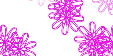 Açık pembe vektör karalama arkaplanı ve çiçekler. Sıradan arka planda çiçekler olan basit bir tasarım. Kadınlar için gündüz terfisi.