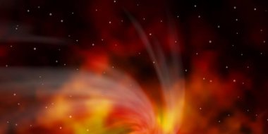 Parlak yıldızlı koyu sarı vektör düzeni. Küçük ve büyük yıldızlı parlak renkli bir illüstrasyon. Hediyeleri paketlemek için desen.