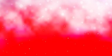 Küçük ve büyük yıldızlı açık kırmızı vektör arka planı. Soyut gradyan yıldızlı renkli çizimler. Reklamınız, posteriniz, afişiniz için en iyi tasarım.