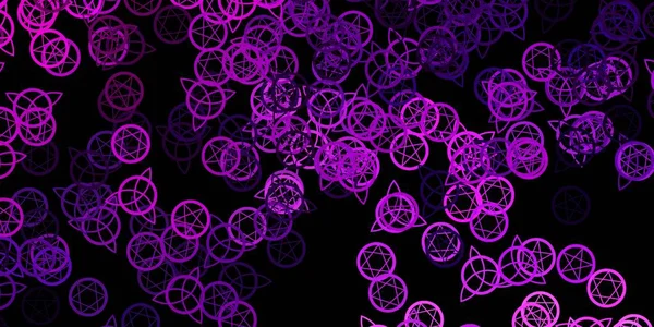 Violet Foncé Motif Vectoriel Rose Avec Des Éléments Magiques Illustration — Image vectorielle
