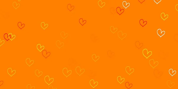 Plantilla Vectorial Naranja Claro Con Corazones Garabato Ilustración Decorativa Brillante — Archivo Imágenes Vectoriales