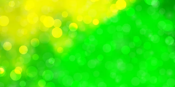 Светло Зеленый Желтый Векторный Фон Кругами Абстрактная Иллюстрация Красочными Пятнами — стоковый вектор
