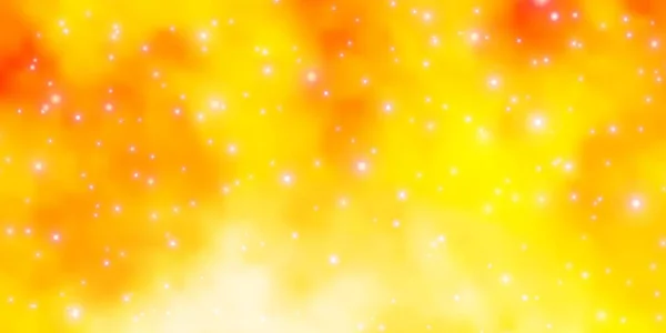 Jasnopomarańczowy Wektor Tekstury Pięknymi Gwiazdami Świecąca Kolorowa Ilustracja Małymi Dużymi — Wektor stockowy