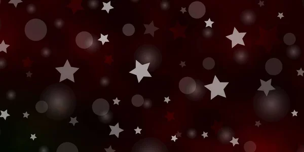 Vert Foncé Agencement Vectoriel Rouge Avec Cercles Étoiles — Image vectorielle