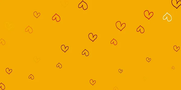 Світло Коричневий Векторний Шаблон Каракульними Серцями Ілюстрація Серцями Любові Концепції — стоковий вектор