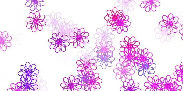 Bleu Clair Fond Vectoriel Rouge Doodle Avec Des Fleurs Fleurs — Image vectorielle