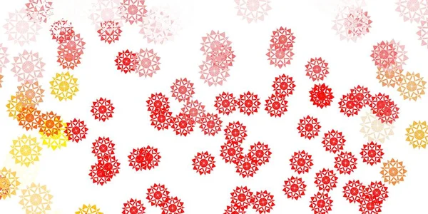 Fond Rouge Clair Vecteur Jaune Avec Flocons Neige Noël Illustration — Image vectorielle