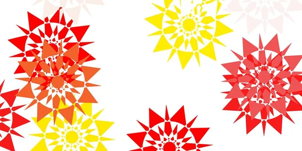 Hellrote Gelbe Vektorstruktur Mit Hellen Schneeflocken Einfache Abstrakte Illustration Mit — Stockvektor