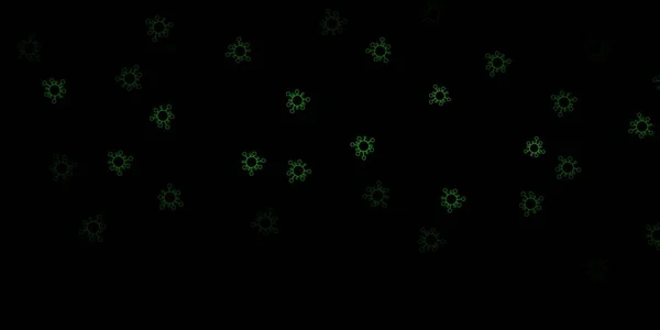 Fondo Vectorial Verde Oscuro Con Símbolos Covid Ilustración Abstracta Con — Vector de stock