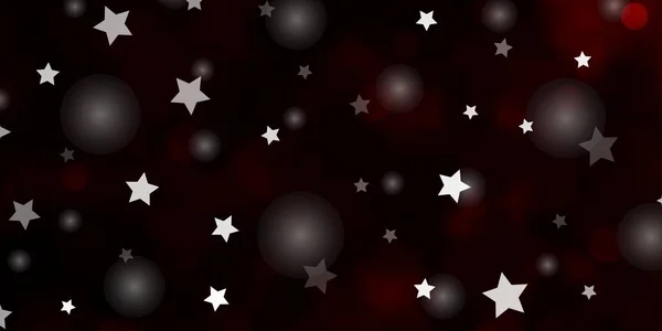 Textura Vectorial Rojo Oscuro Con Círculos Estrellas Discos Coloridos Estrellas — Vector de stock