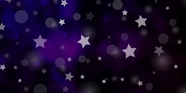 Fondo Vector Púrpura Oscuro Con Círculos Estrellas — Vector de stock