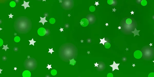Ljusgrön Vektor Bakgrund Med Cirklar Stjärnor Färgglada Illustration Med Lutning — Stock vektor