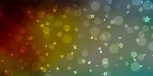Bleu Clair Fond Vectoriel Jaune Avec Cercles Étoiles Disques Colorés — Image vectorielle