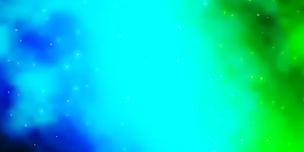 Hellblaue Grüne Vektorschablone Mit Neonsternen Leuchtend Bunte Illustration Mit Kleinen — Stockvektor