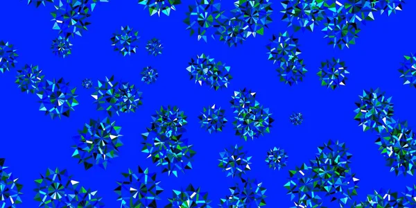 Azul Claro Patrón Vectorial Verde Con Copos Nieve Colores Ilustración — Vector de stock