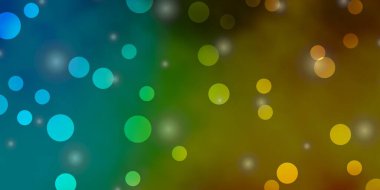 Açık Mavi, sarı vektör desenli daireler, yıldızlar.