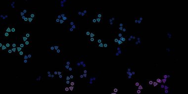 Koyu pembe, sihirli elementli mavi vektör deseni. Gotik eğilimli soyut illüstrasyon. Sihir için dizayn, ruhsal olaylar.