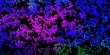 Koyu pembe, Memphis şekilli mavi vektör dokusu. Gradyan rastgele formlarla modern soyut illüstrasyon. İşiniz için akıllı tasarım.