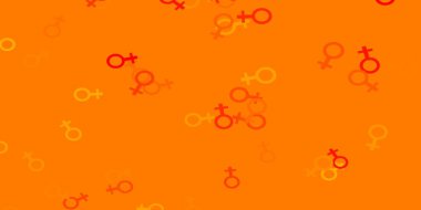 Light Orange vektör şablonu ve işkadını işaretleri. Kadınların güç ve güç göstergelerini gösteren bir ilüzyon. Web tasarımcılarınız için örnek.