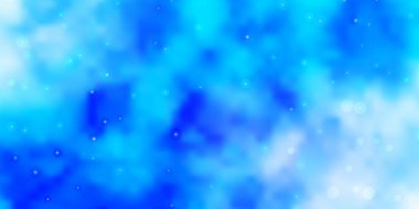 Parlak yıldızlı hafif BLUE vektör düzeni. Soyut tarzda renkli bir illüstrasyon ve değişken yıldızlar. Yeni yıl ilanı, broşürler için desen.