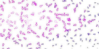 Açık Mor, kadın sembollü pembe vektör arkaplan. Kadın hakları aktivizmiyle soyut tarzda basit bir tasarım. Kadınların gücünü göstermek için en iyi tasarım.