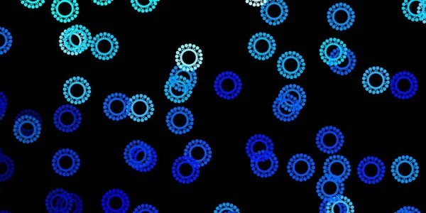 어두운 Blue 벡터는 바이러스 심볼을 배경으로 색채상의 추상적 형태로 열병에 — 스톡 벡터