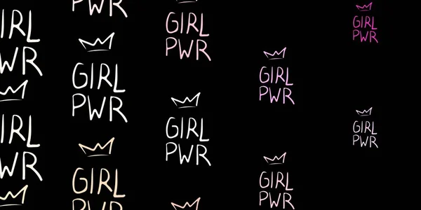 Dark Pink Žluté Vektorové Pozadí Symboly Ženy Barevné Feministické Symboly — Stockový vektor