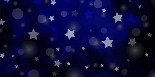 Fondo Vectorial Azul Oscuro Con Círculos Estrellas Ilustración Abstracta Brillo — Archivo Imágenes Vectoriales