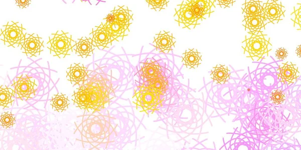 Светло Розовый Желтый Векторный Узор Цветами Иллюстрация Красочными Формами Абстрактном — стоковый вектор