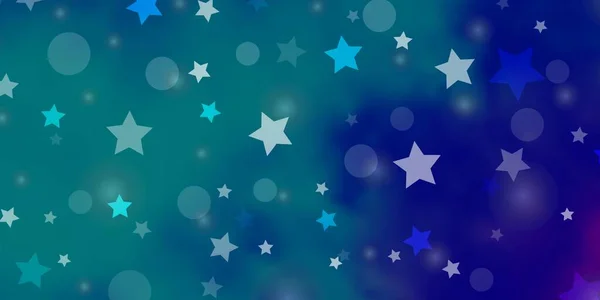 ライトピンク 円と青のベクトル背景 カラフルなスポット 星と抽象的なイラスト 流行の生地 壁紙のためのパターン — ストックベクタ