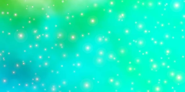 Küçük Büyük Yıldızlı Açık Yeşil Vektör Arkaplan Soyut Tarzda Renkli — Stok Vektör