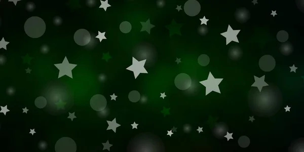 Verde Oscuro Plantilla Vector Rojo Con Círculos Estrellas — Vector de stock