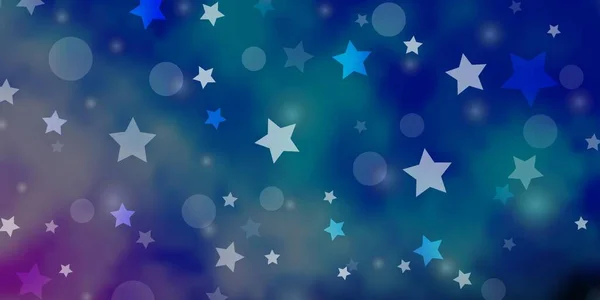 Azul Claro Verde Textura Vetorial Com Círculos Estrelas Ilustração Colorida — Vetor de Stock