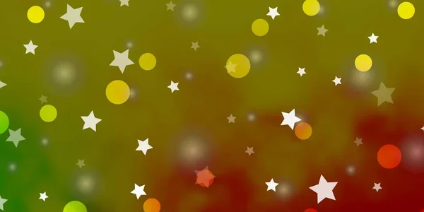 Rojo Claro Plantilla Vector Amarillo Con Círculos Estrellas — Vector de stock