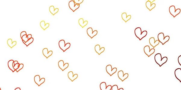 Světle Žluté Vektorové Pozadí Srdcem Dekorativní Zářící Ilustrace Srdcem Abstraktní — Stockový vektor