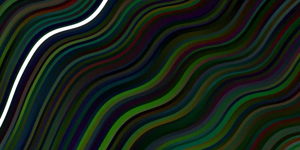 Ciemny Wzór Wektora Wielobarwnego Zakrzywionymi Liniami Kolorowa Ilustracja Abstrakcyjnym Stylu — Wektor stockowy