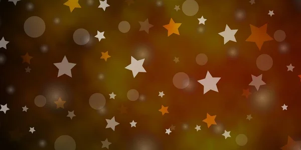 Verde Oscuro Fondo Vectorial Amarillo Con Círculos Estrellas Ilustración Con — Vector de stock