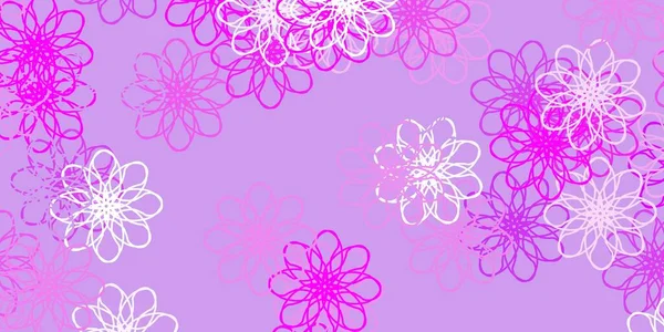Hellviolettes Vektor Kritzelmuster Mit Blumen Farbverlauf Bunte Abstrakte Blumen Auf — Stockvektor