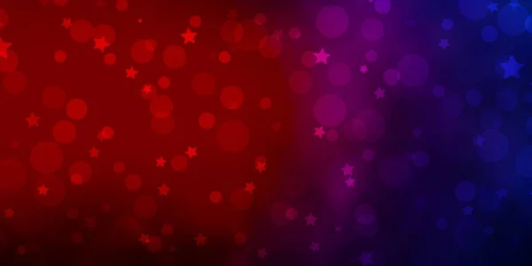 Bleu Clair Texture Vectorielle Rouge Avec Cercles Étoiles — Image vectorielle