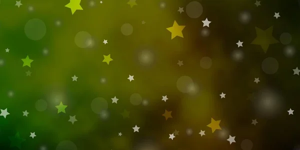 Verde Oscuro Fondo Vector Amarillo Con Círculos Estrellas — Archivo Imágenes Vectoriales