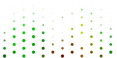 Noktalı açık yeşil vektör arkaplanı. Basit gradyan arkaplandaki soyut renkli diskler. Reklamlarınız için tasarım.