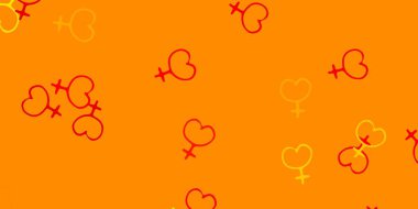 Açık Kırmızı, iş kadını işaretli sarı vektör şablonu. Kadın hakları aktivizmiyle soyut tarzda basit bir tasarım. Web siteniz için basit tasarım